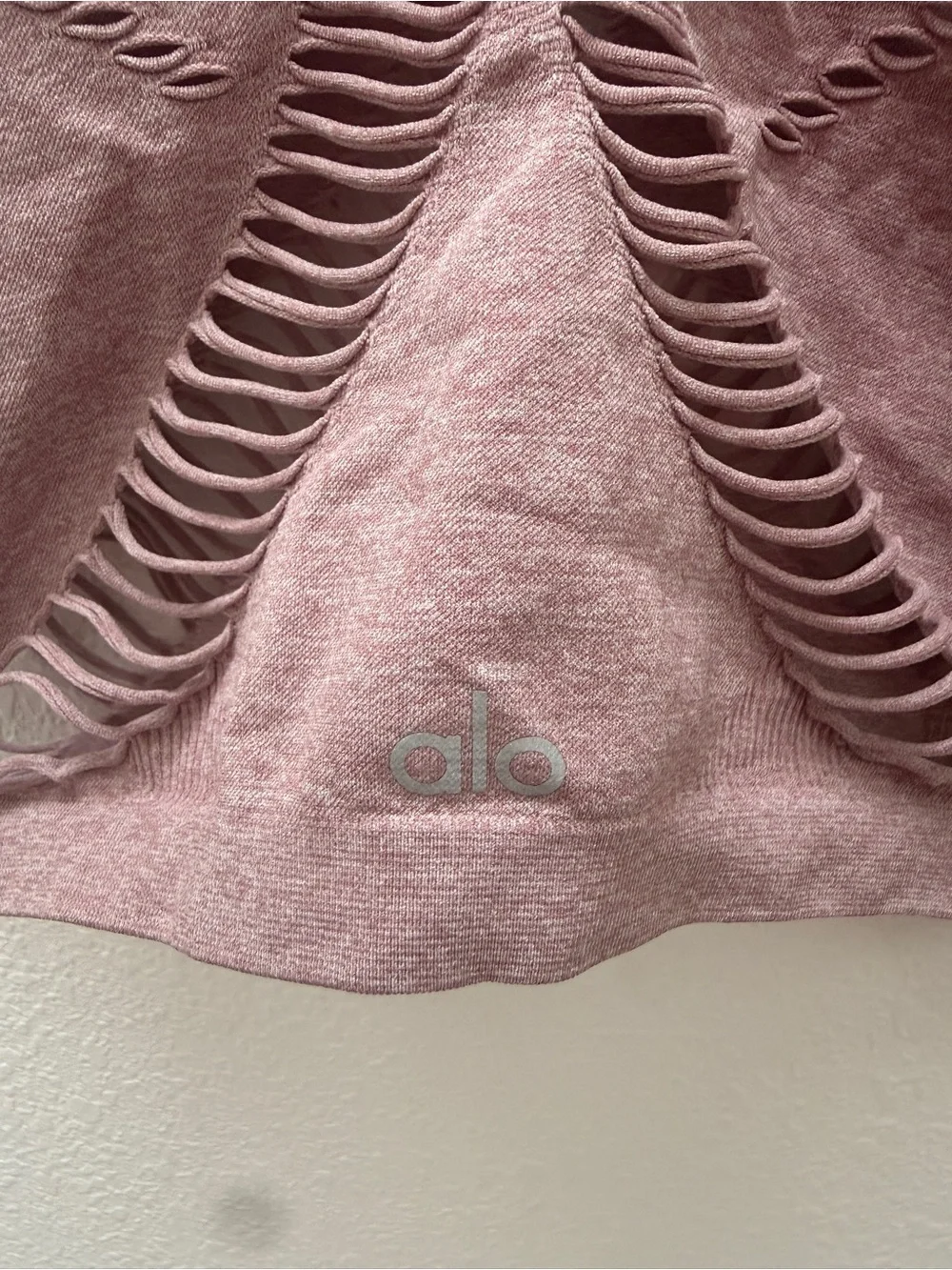 ALO Yoga Mauve Ribbed Cutout Crop Tank